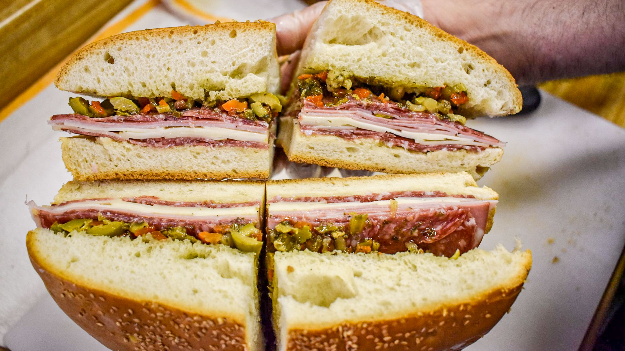 Muffuletta sandwich in New Orleans