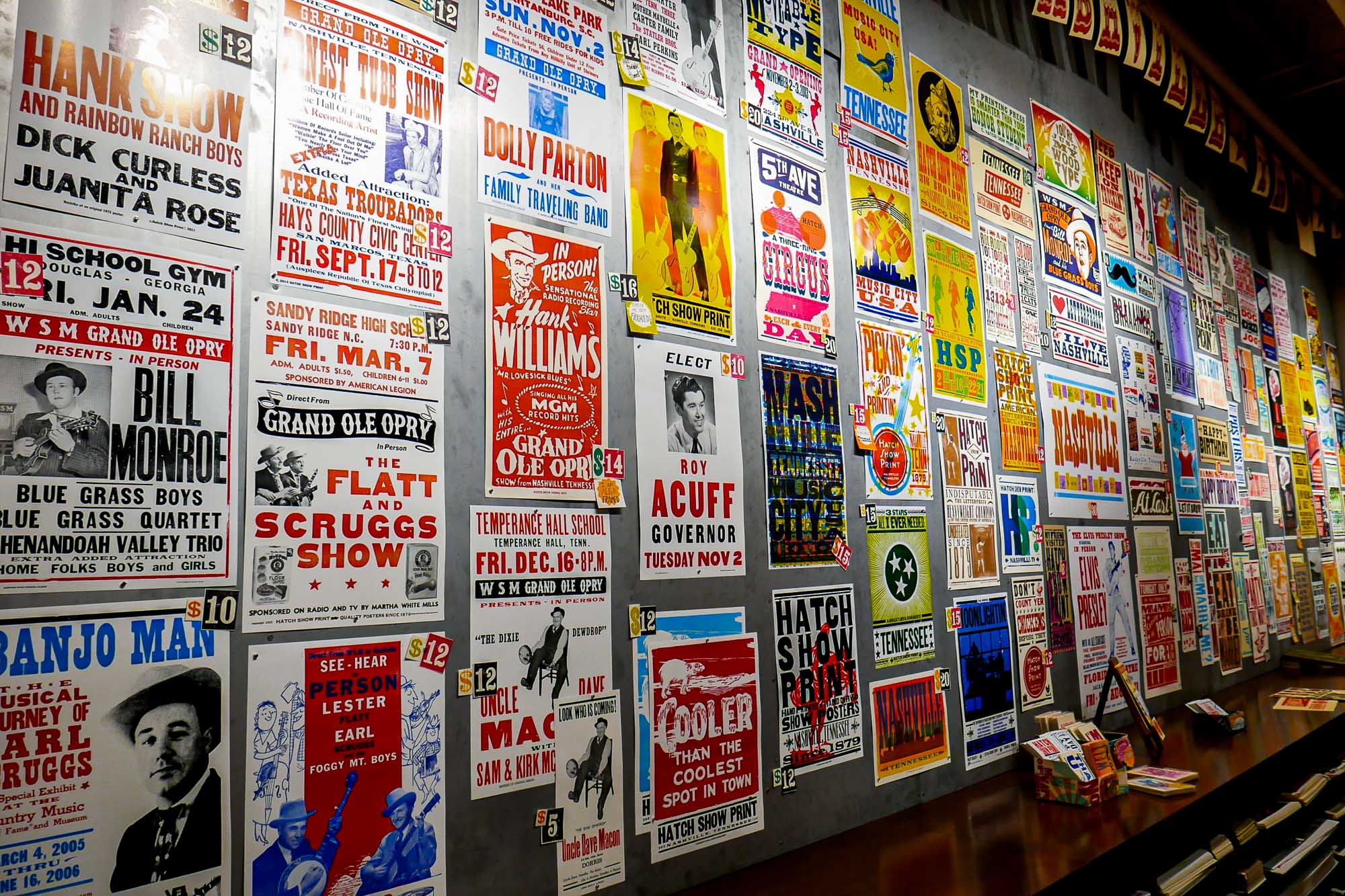 Posters at Hatch Show Print in Nashville