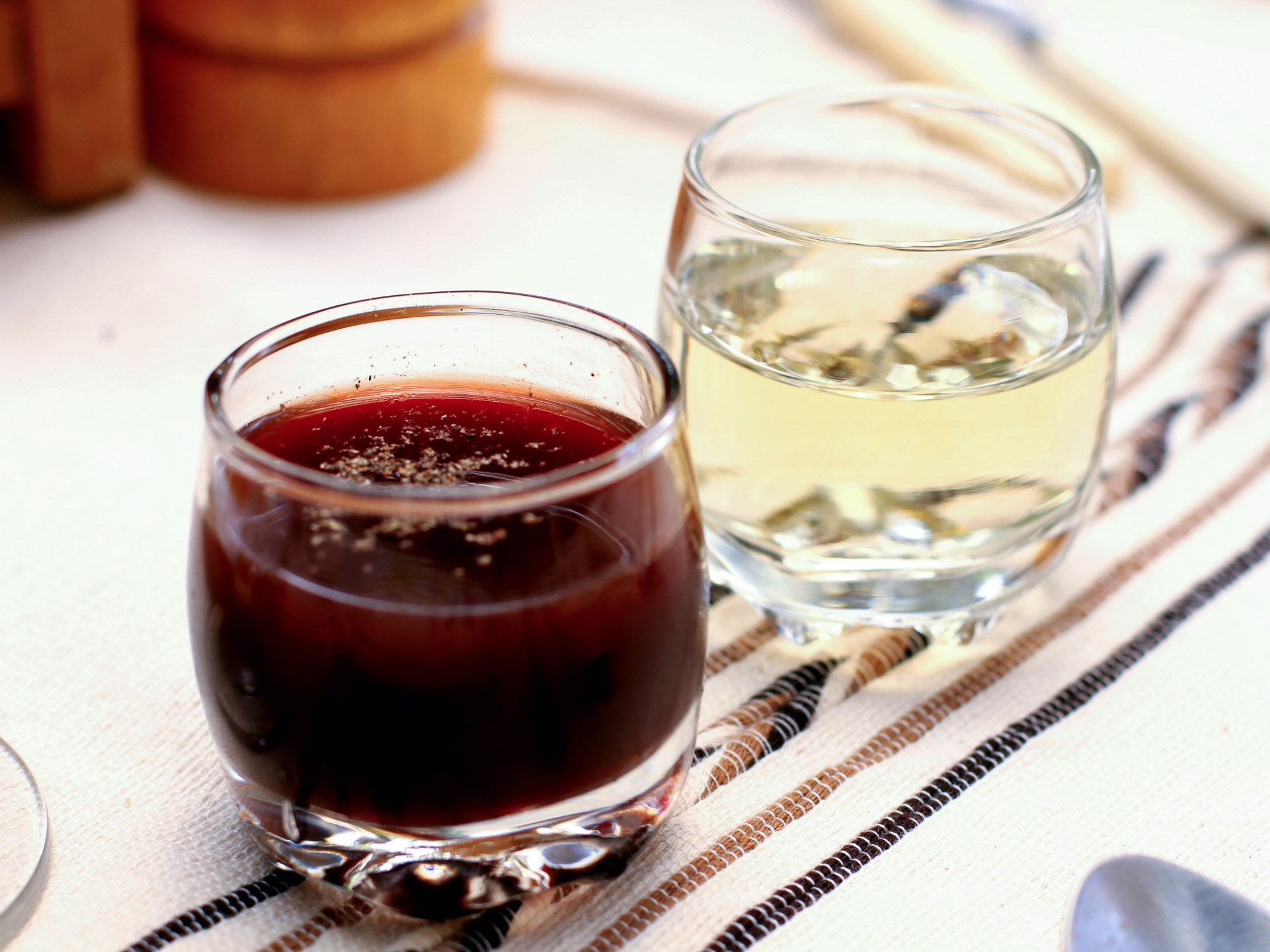 Traditional tequila and sangrita in Mexico City