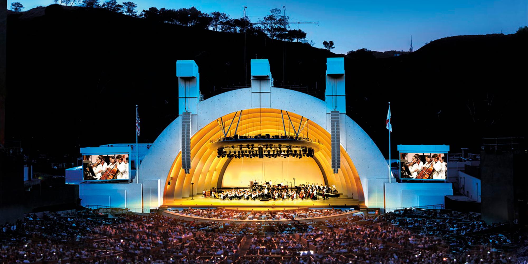 Historic amphitheater Hollywood Bowl for live music in Los Angeles, California.